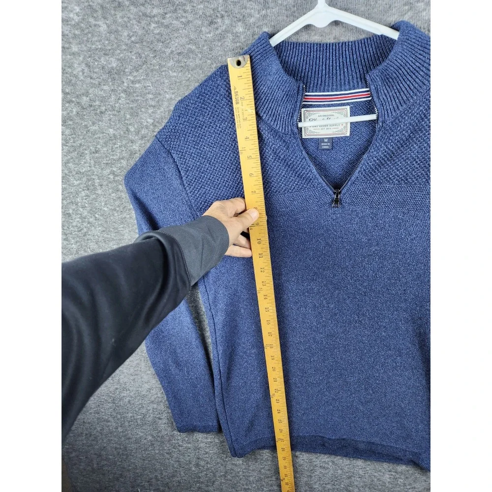 Flag & Anthem Mens‎ Blue Quarter Zip Mock Neck Knit Sweater, Size M - Picture 5 of 7